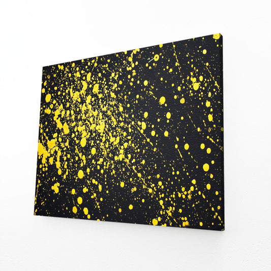 Yellow Splatter Field Gold Prints – angled canvas view on white background
