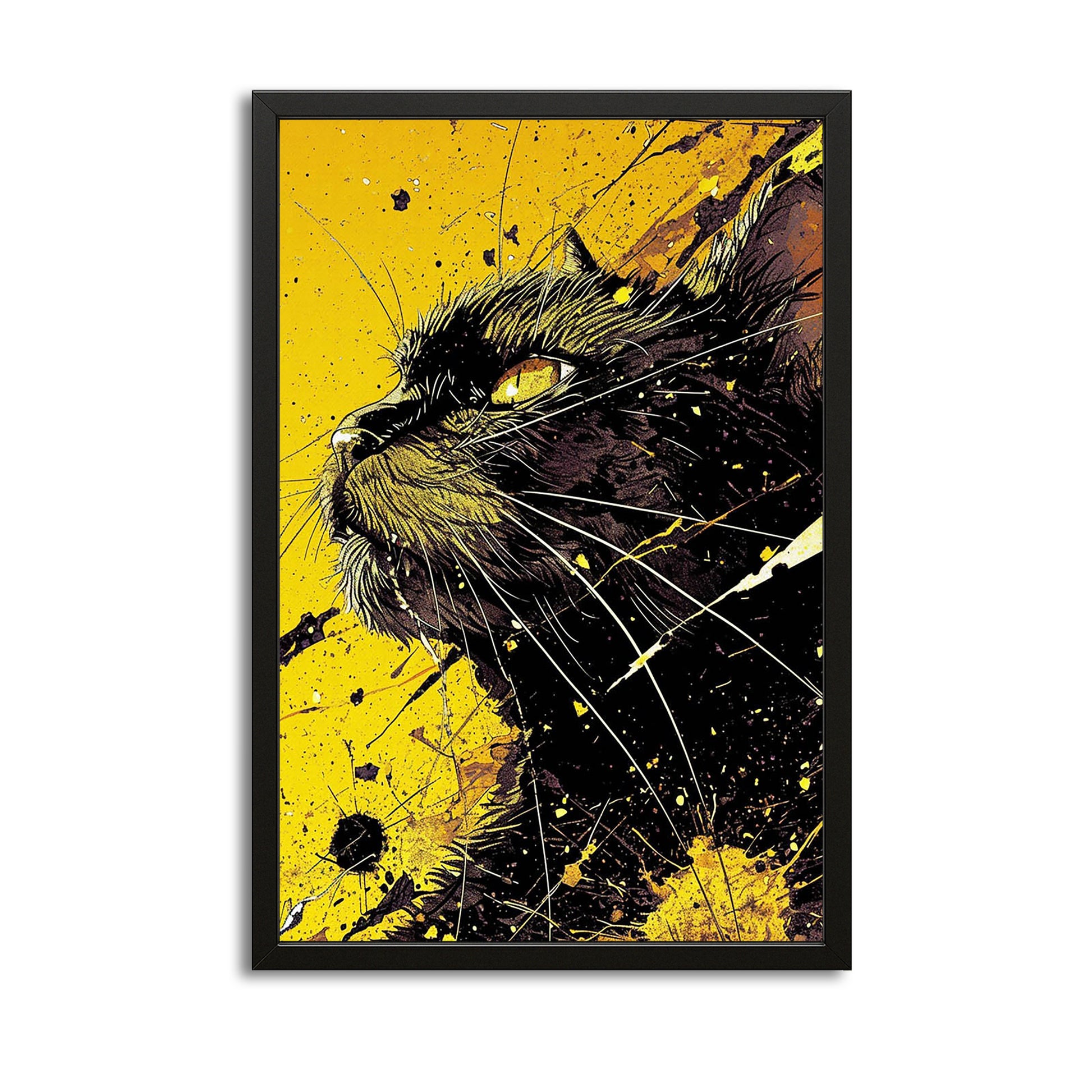 Yellow Wall Art Cat – canvas print on white background