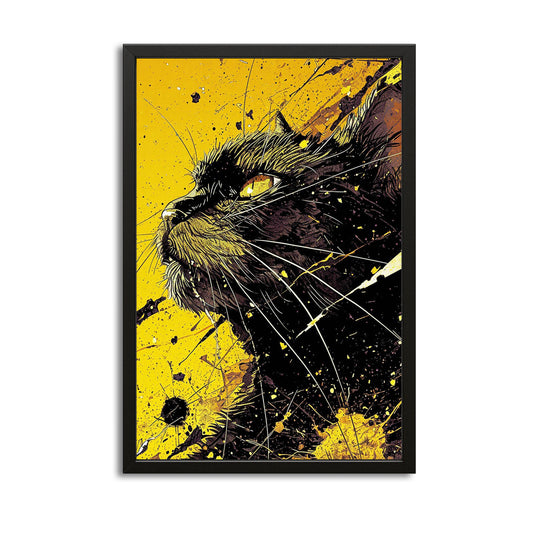 Yellow Wall Art Cat – canvas print on white background