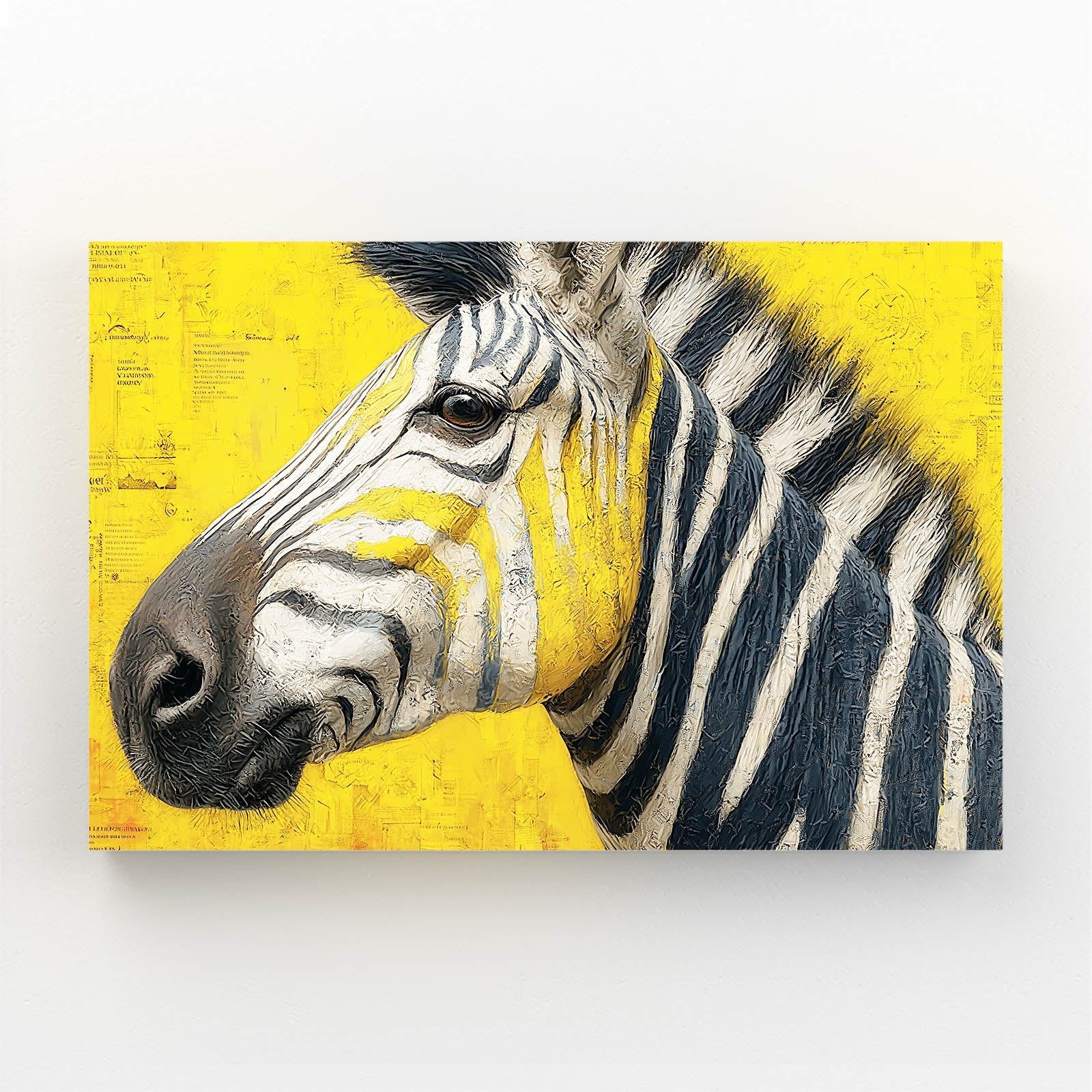 Yellow Zebra Art – styled in a furnished interior