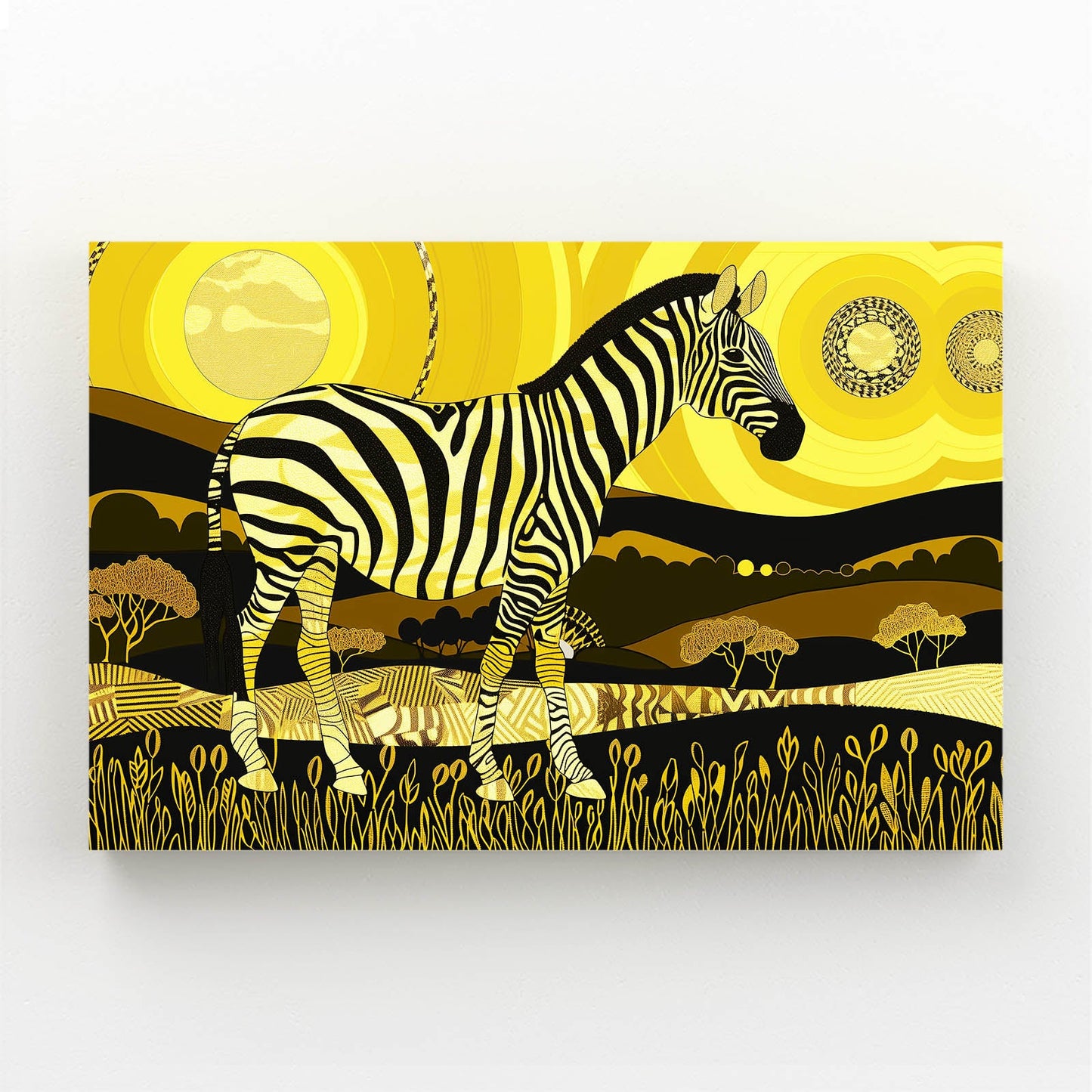 Yellow Zebra Canvas Art – styled in a furnished interior