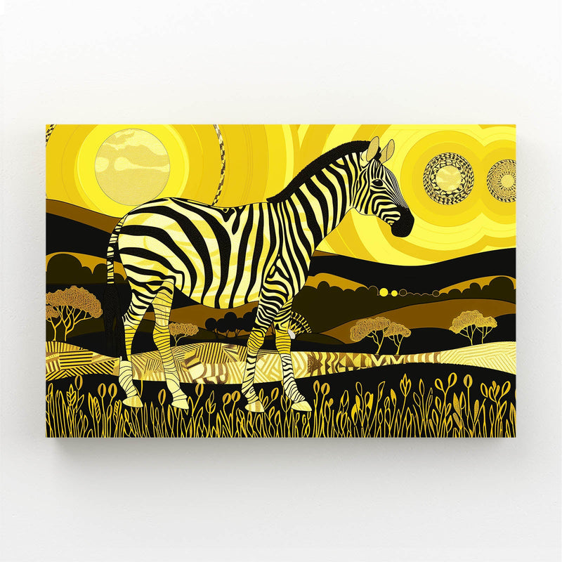 Yellow Zebra Canvas Art – styled in a furnished interior