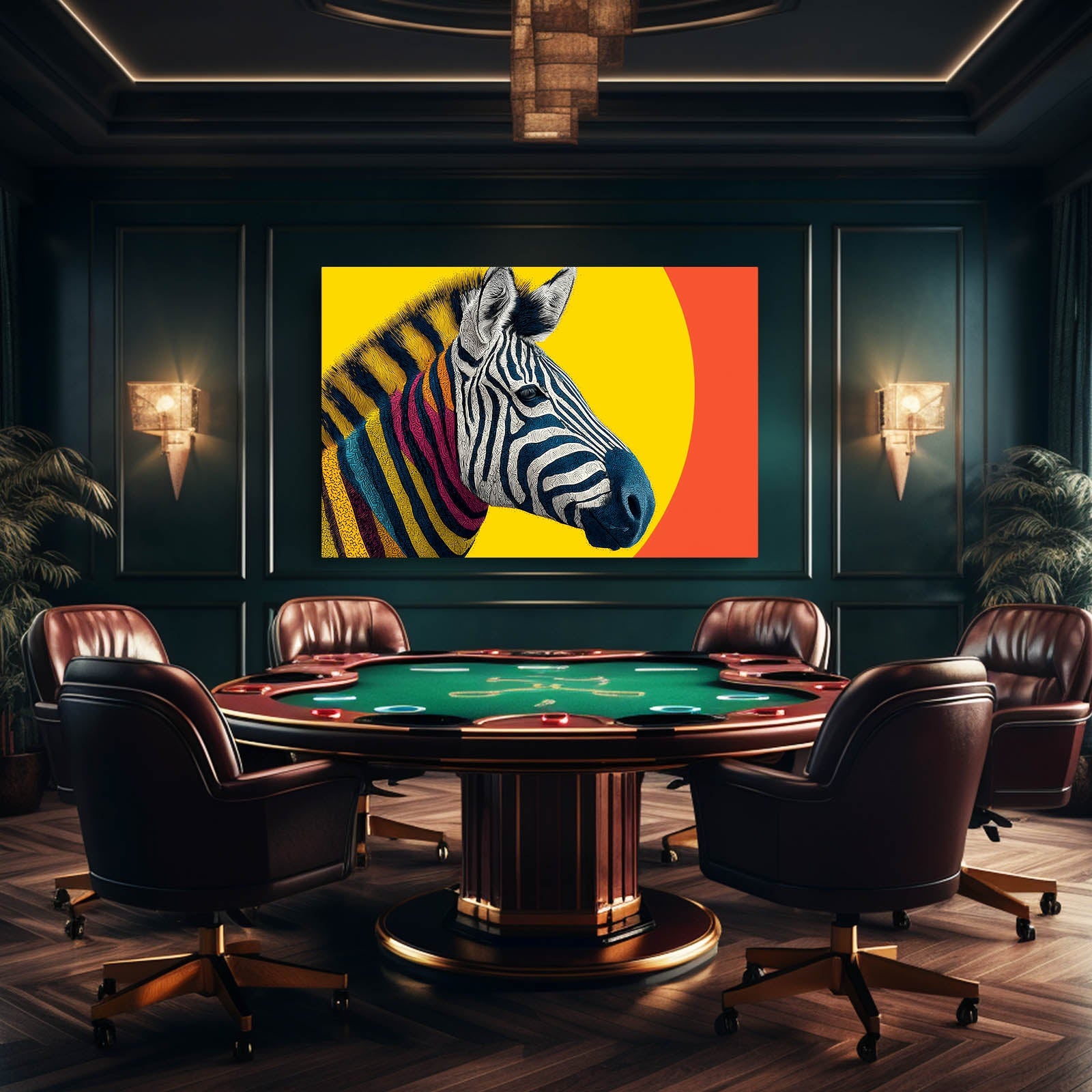 Yellow Zebra Canvas – styled in a furnished interior