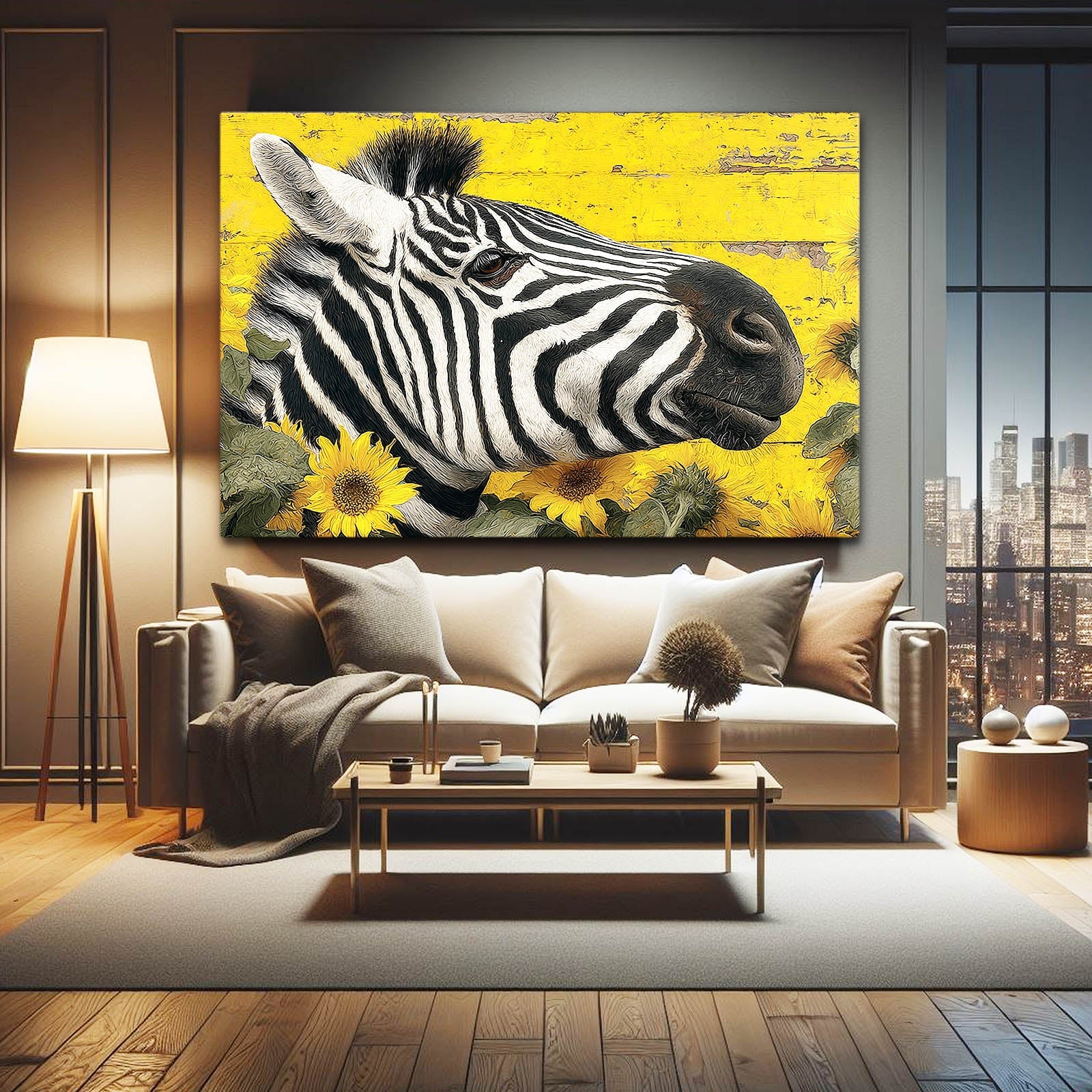Yellow Zebra Prints – styled in a furnished interior