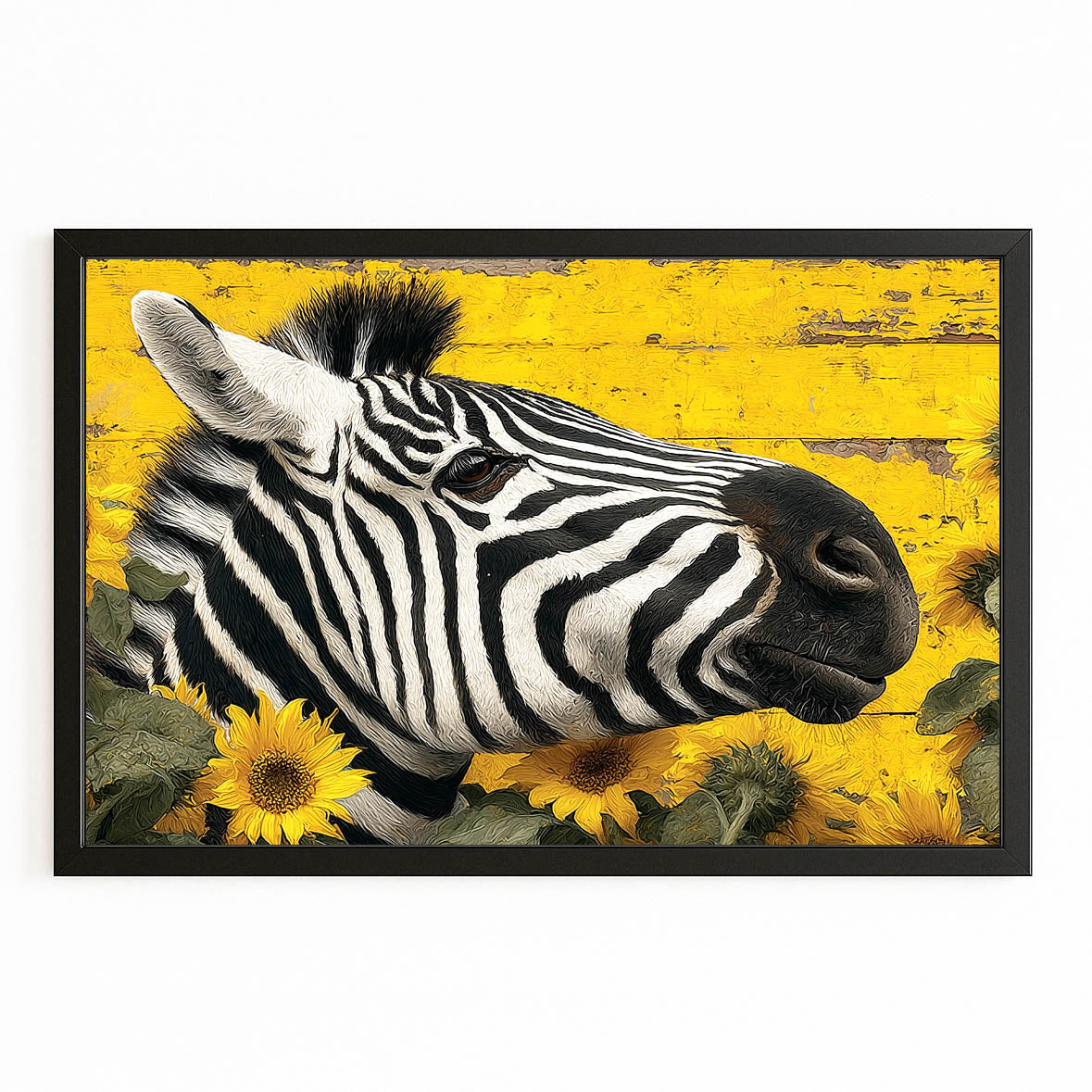 Yellow Zebra Prints – with Premium Black frame on white background