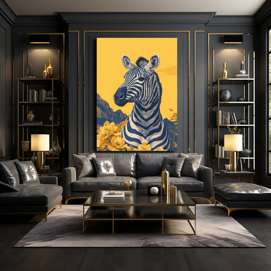 Yellow Zebra Wall Art – styled in a furnished interior