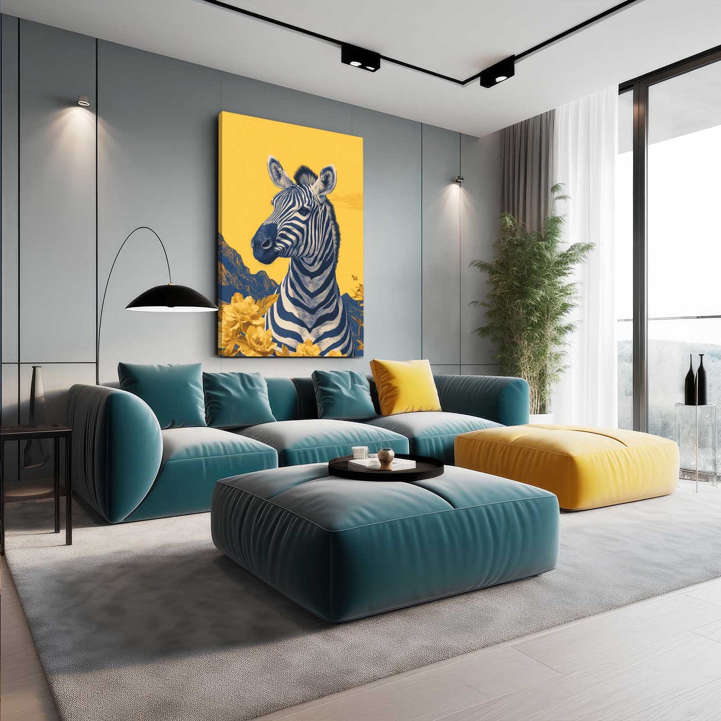 Yellow Zebra Wall Art – styled in a furnished interior