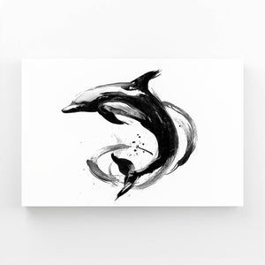 Yin Yang Ink Dolphin Art