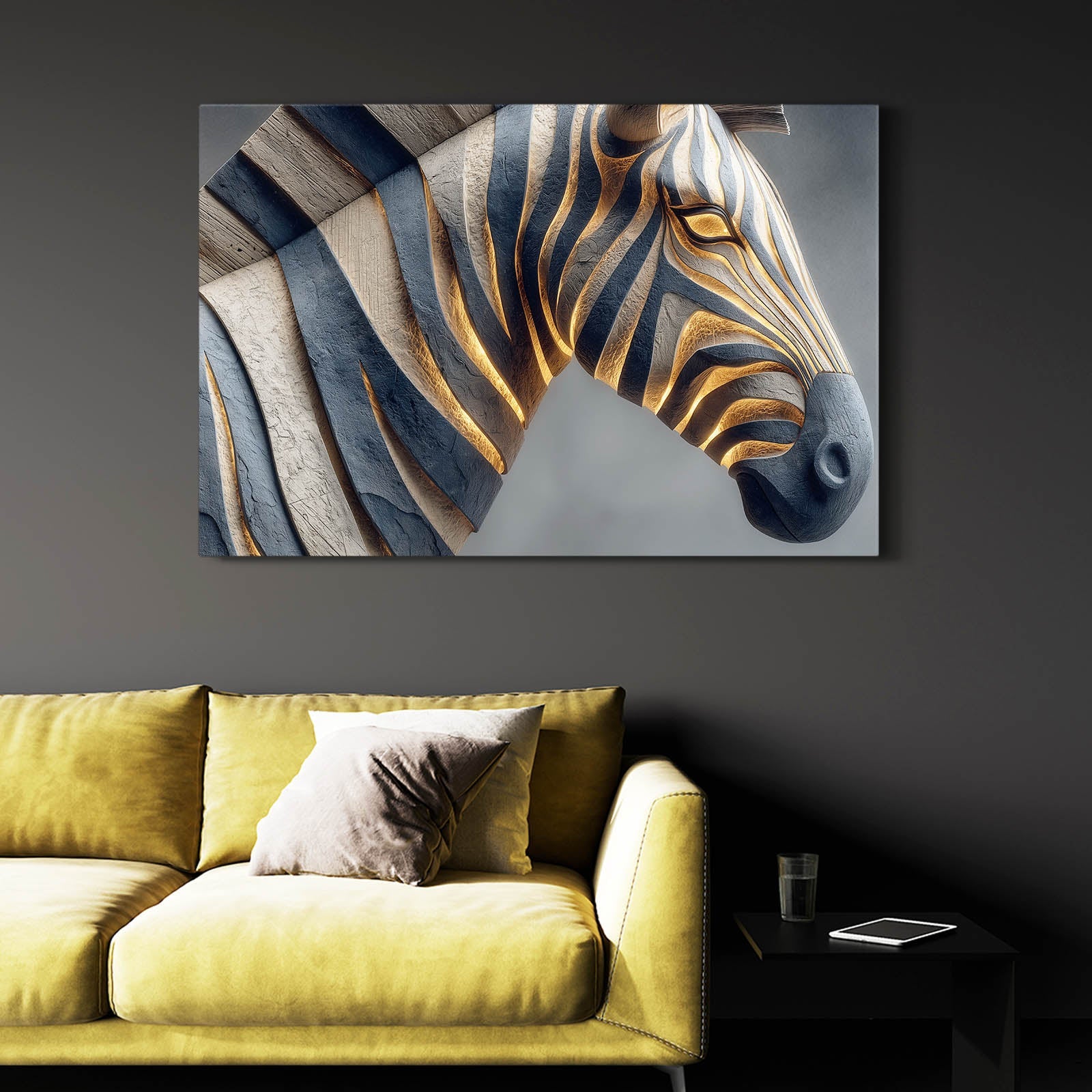 Zebra Artwork – styled in a furnished interior