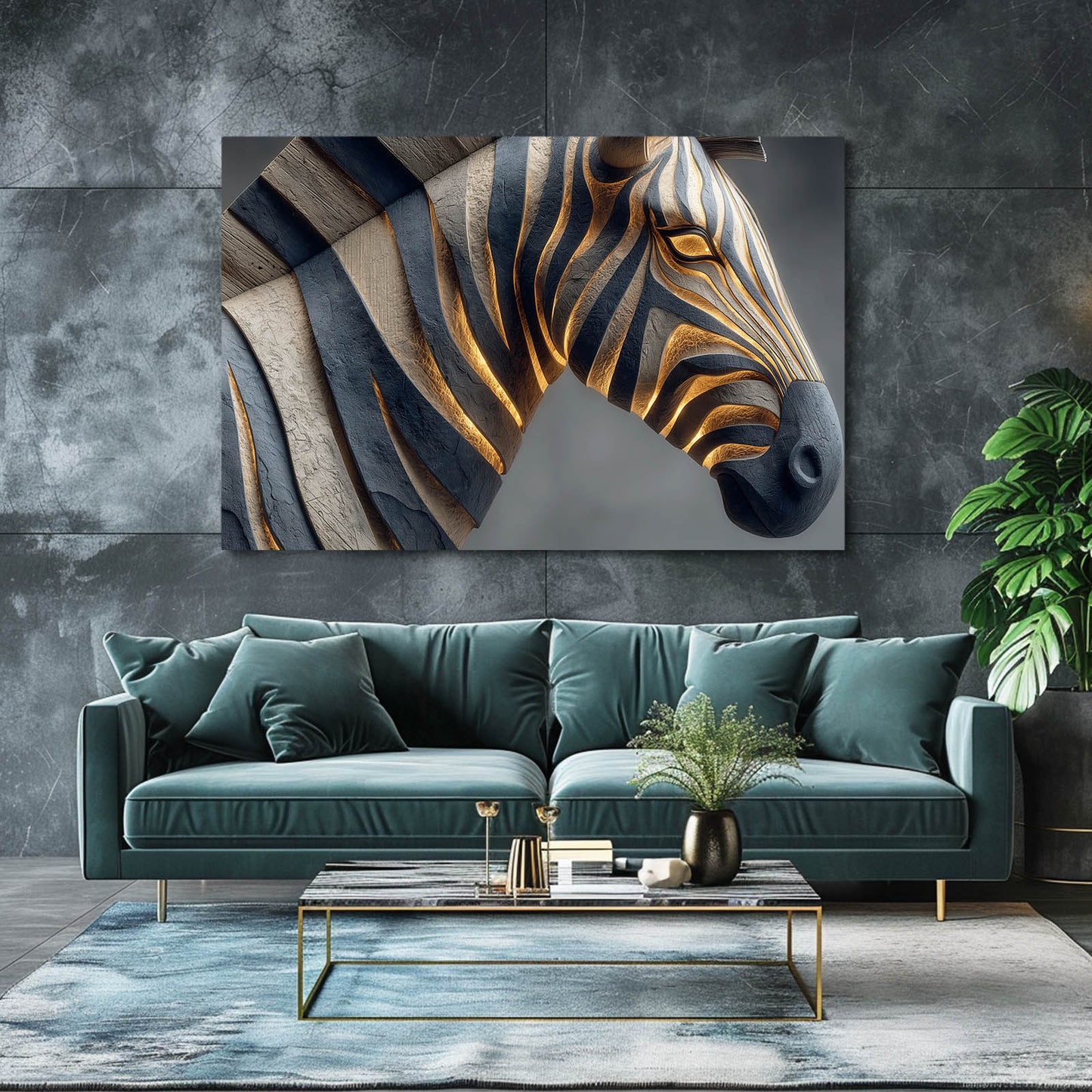 Zebra Artwork – styled in a furnished interior