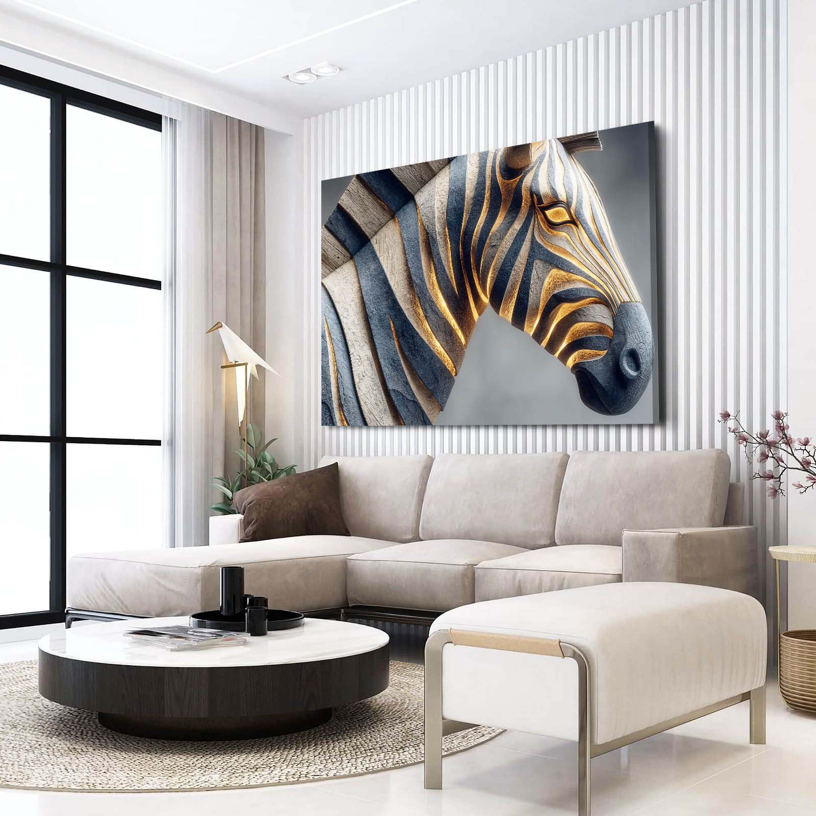 Zebra Artwork – styled in a furnished interior