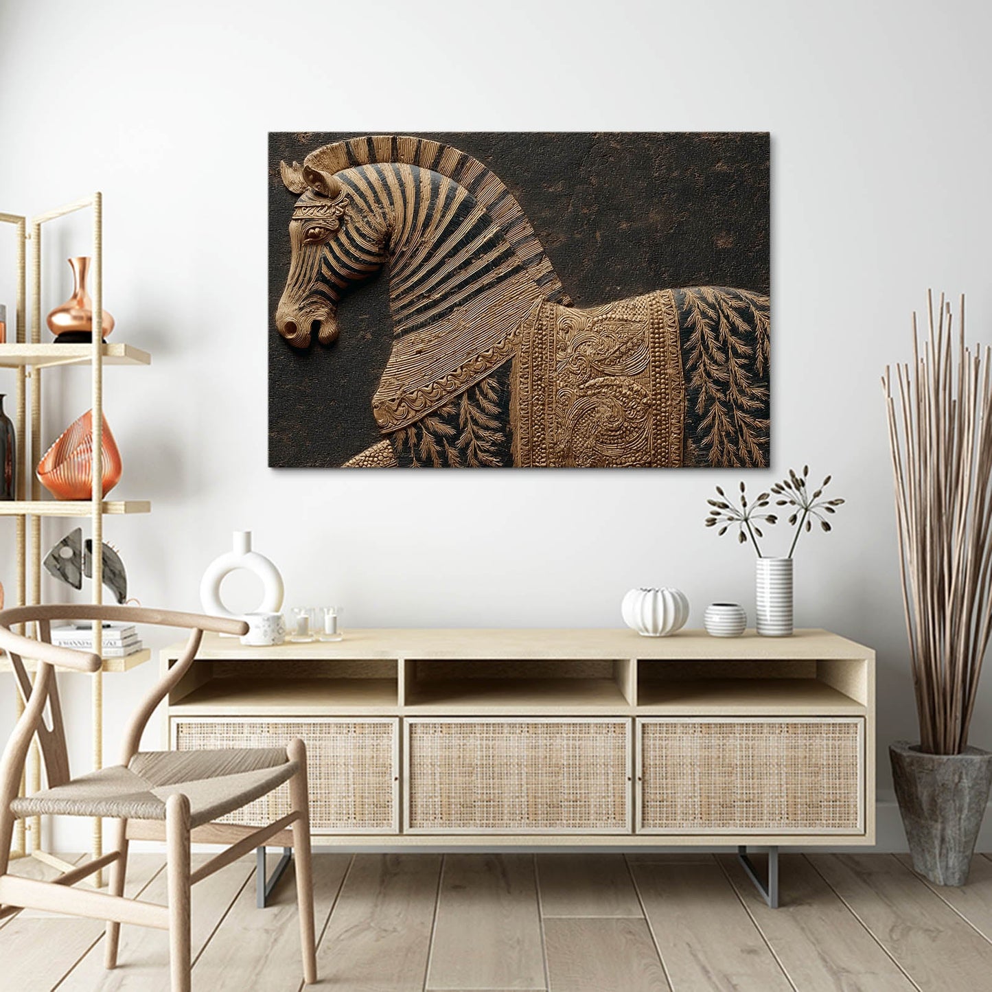 Zebra Canvas Art – styled in a furnished interior
