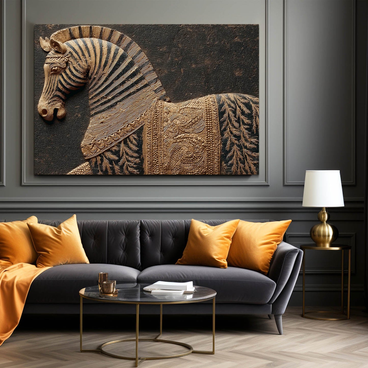 Zebra Canvas Art – styled in a furnished interior