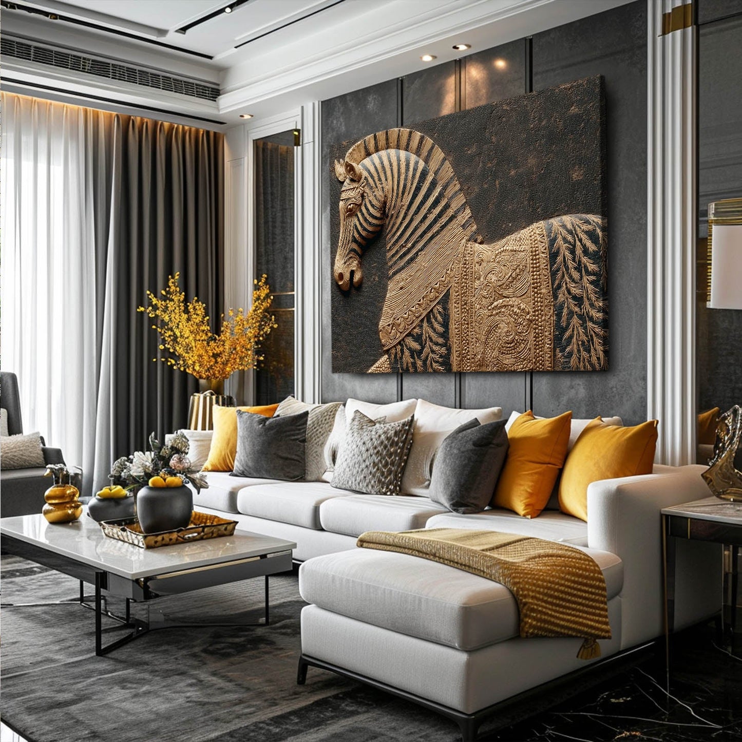 Zebra Canvas Art – styled in a furnished interior