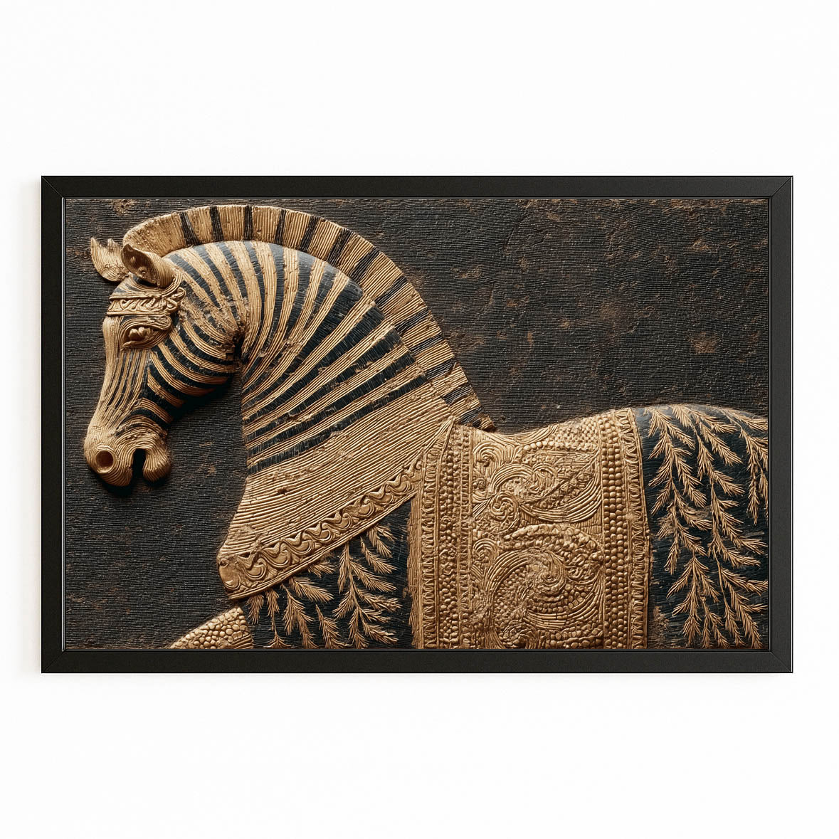 Zebra Canvas Art – with Premium Black frame on white background