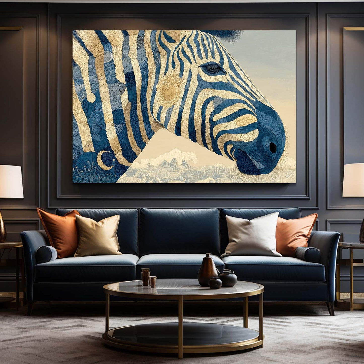 Zebra Canvas – styled in a furnished interior