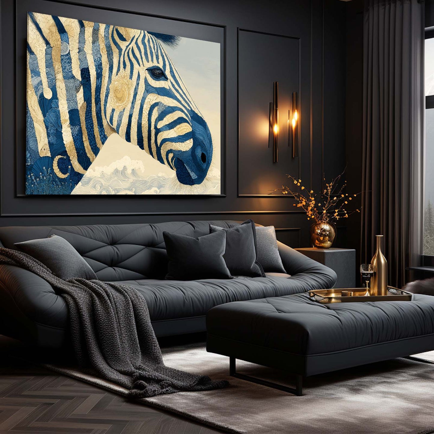 Zebra Canvas – styled in a furnished interior
