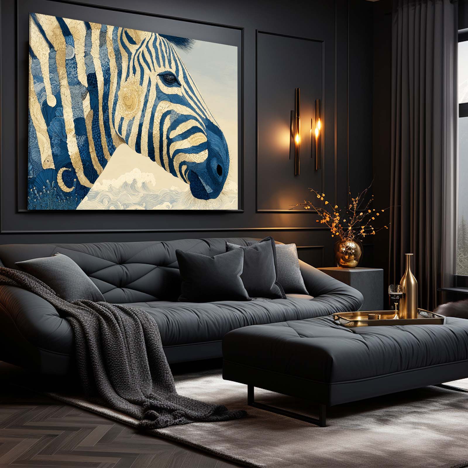 Zebra Canvas – styled in a furnished interior