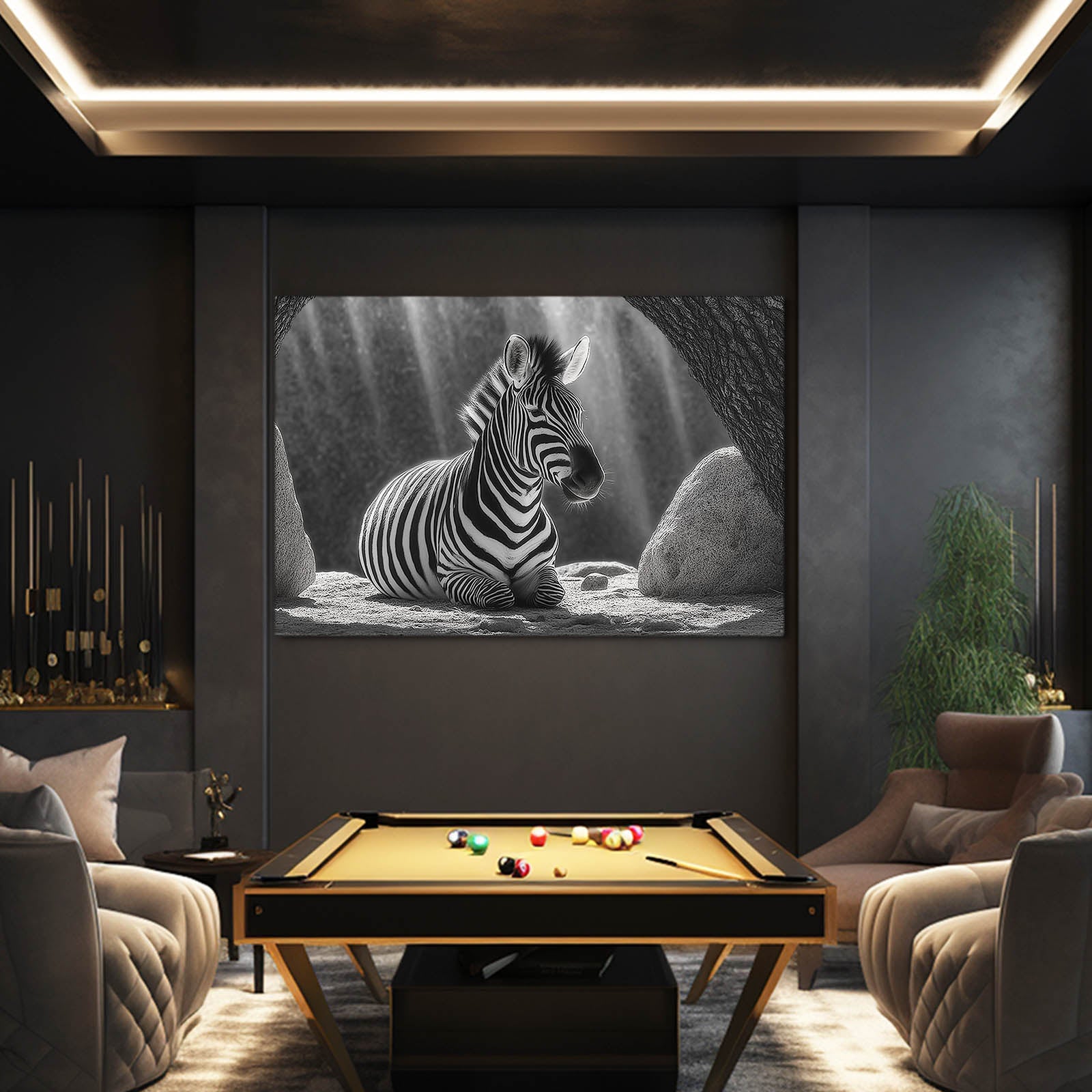 Zebra Wall Art – styled in a furnished interior