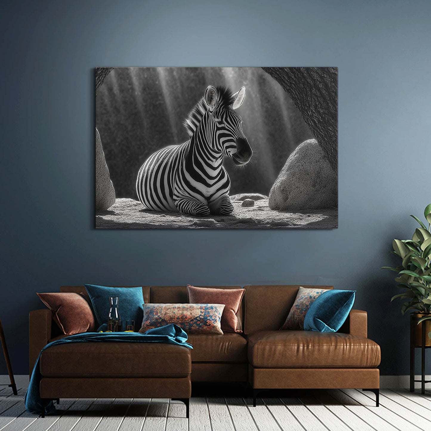 Zebra Wall Art – styled in a furnished interior