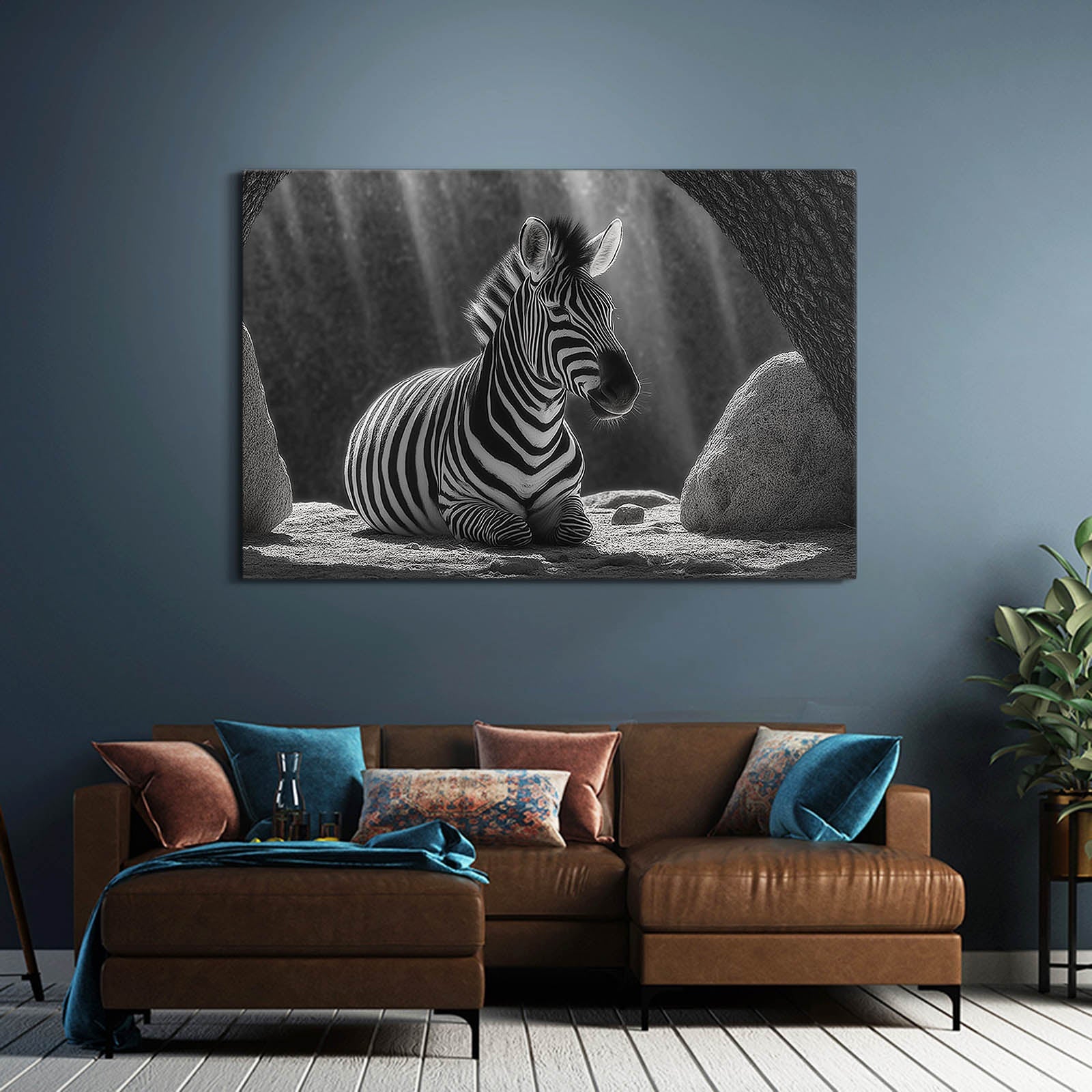 Zebra Wall Art – styled in a furnished interior