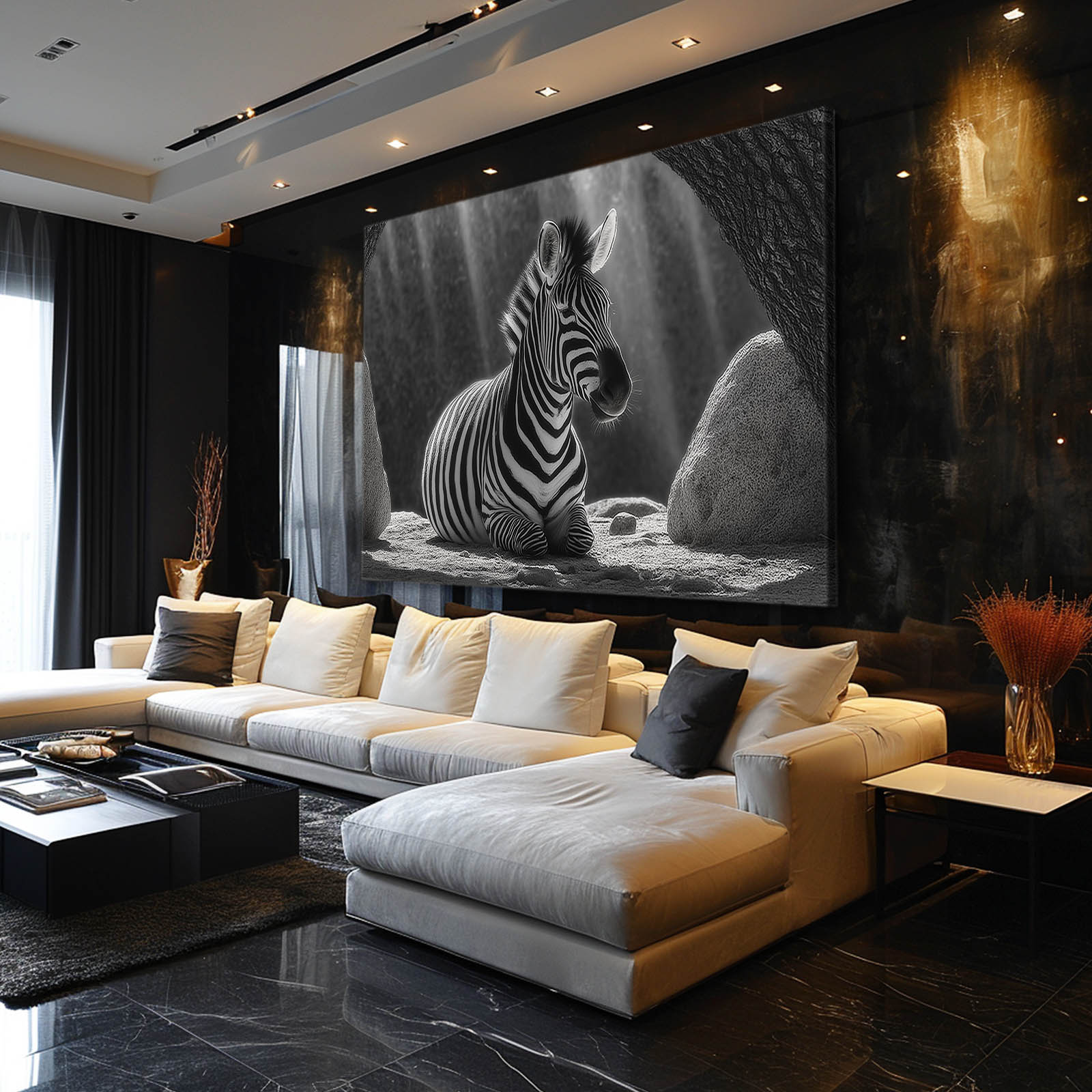 Zebra Wall Art – styled in a furnished interior