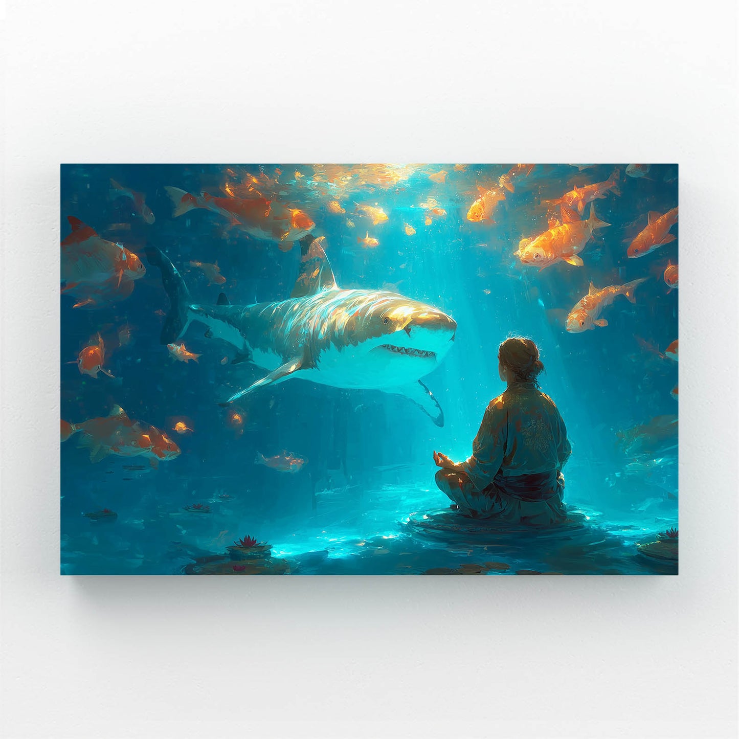 Zen Aquarium Shark Art – canvas print on white background
