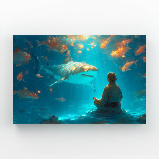 Zen Aquarium Shark Art – canvas print on white background