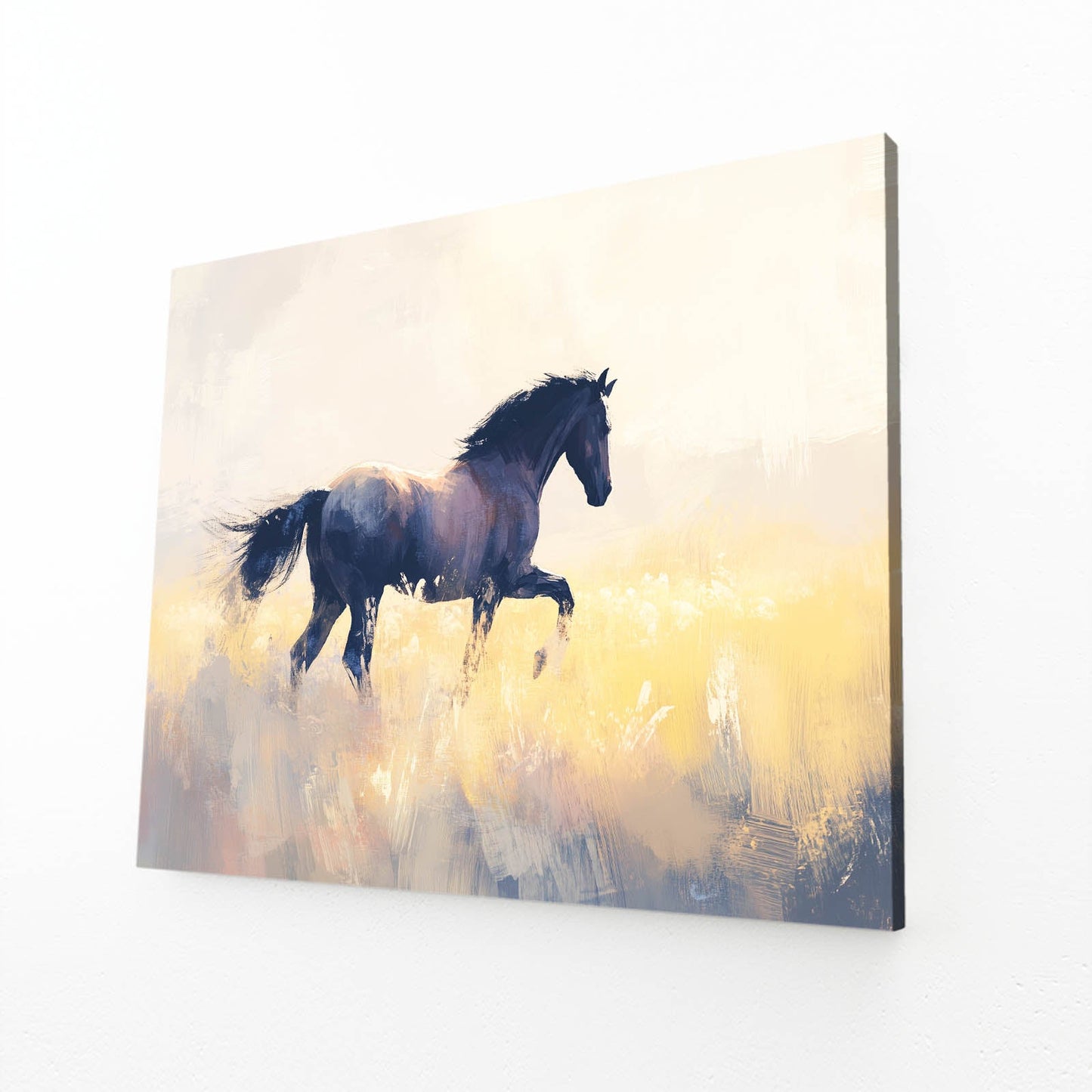 Zen Horse Artwork – angled canvas view on white background