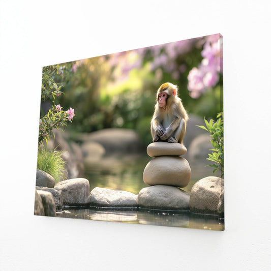 Zen Stone Balance Monkey Wall Art – zen stone balance monkey canvas print
