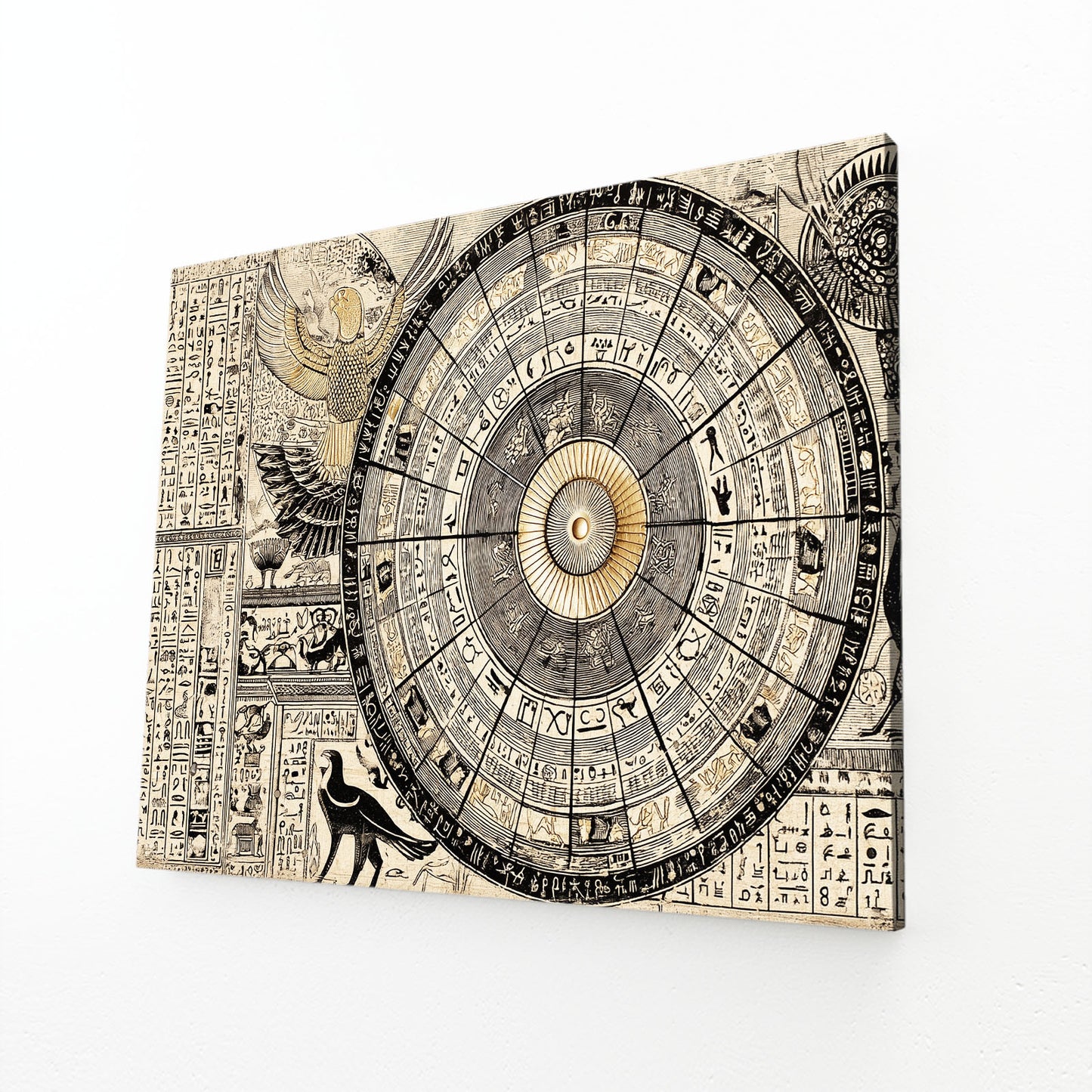 Zodiac Stone Chart Egyptian Prints – angled canvas view on white background