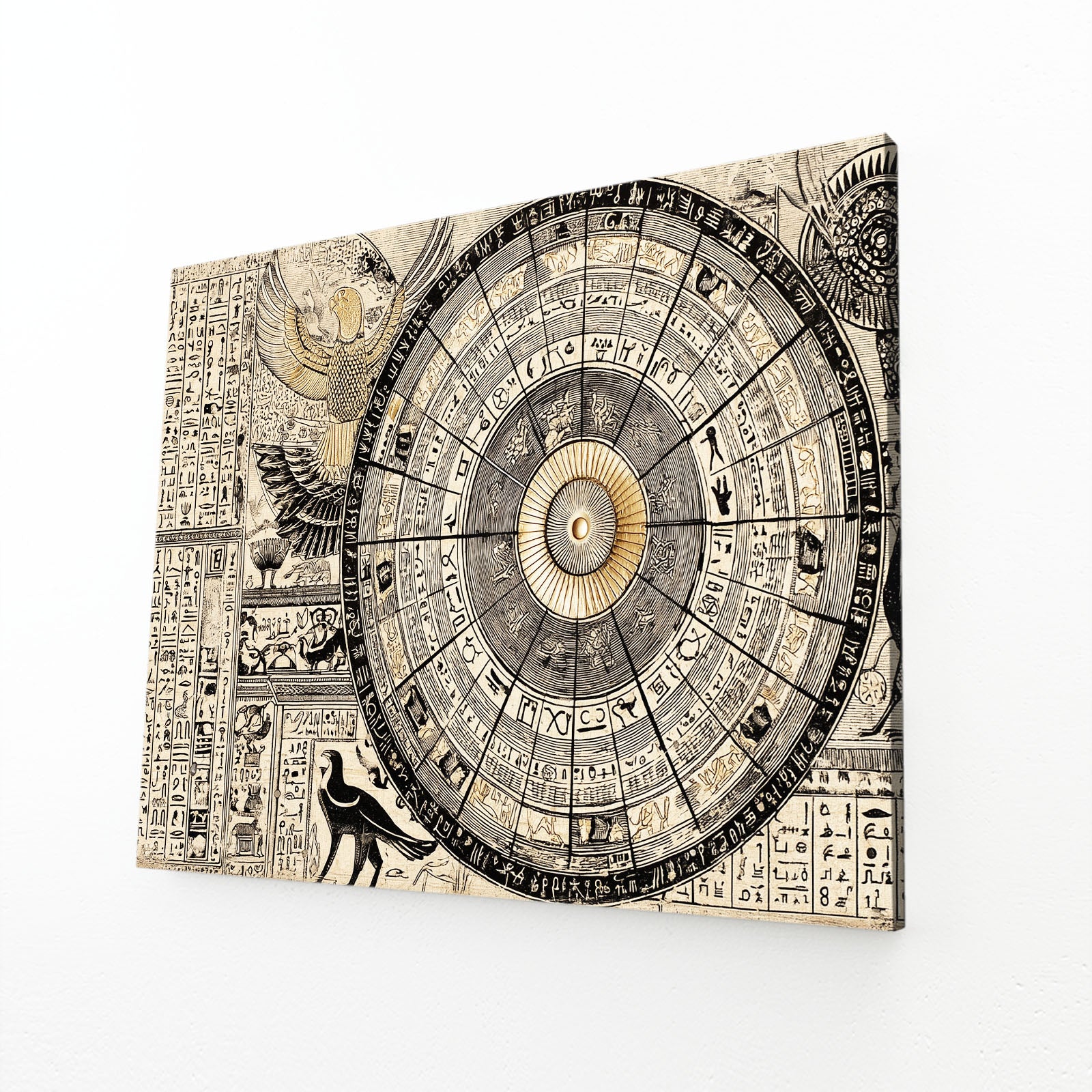 Zodiac Stone Chart Egyptian Prints – angled canvas view on white background